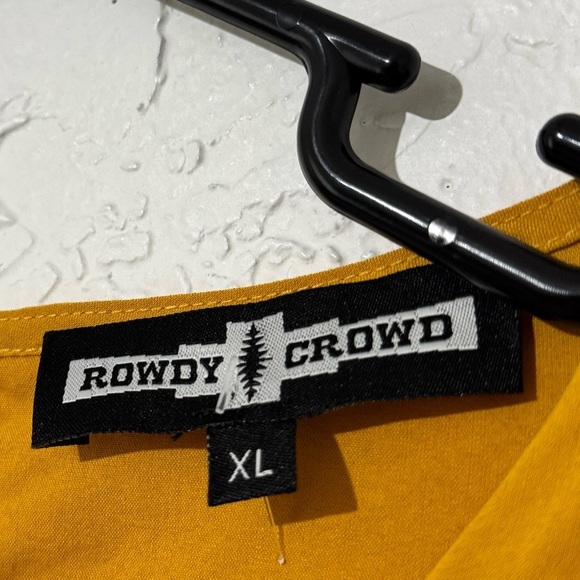 Rowdy Crowd Guadalupe Embroidered Mustard Yellow Aztec Print Blouse Sz XL - Picture 10 of 11